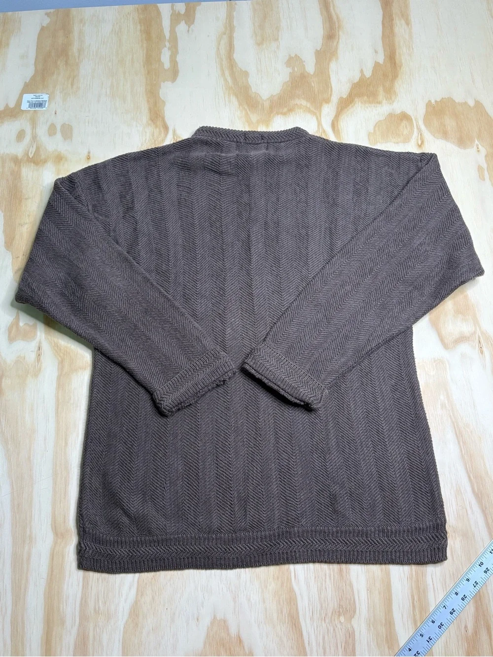 Vintage Ralph Lauren Men's Brown Herringbone Crewneck Sweater